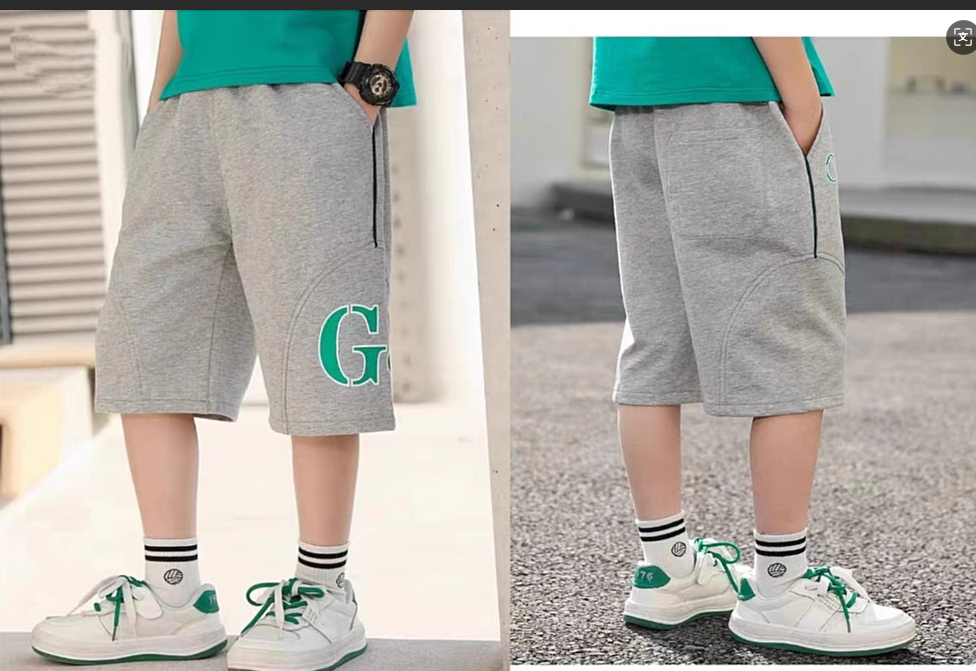 儿童拼接松紧腰过膝中裤100-165码纸样a4和PLT-vv衣学院