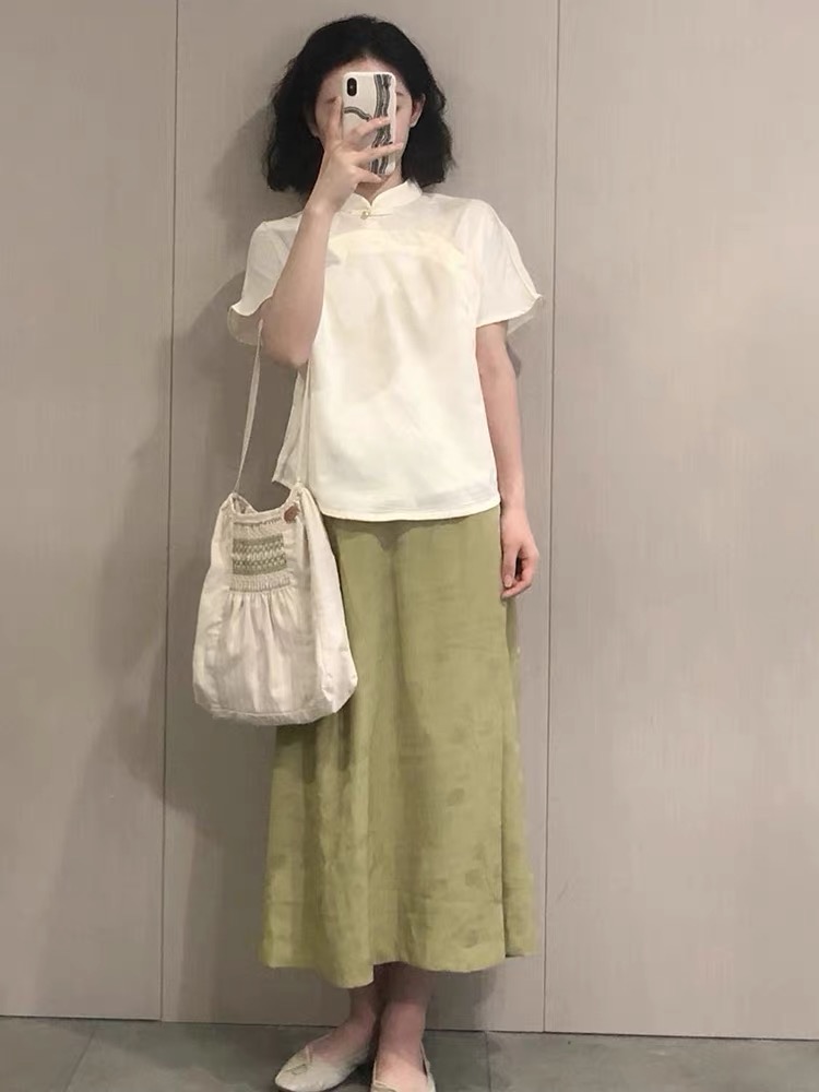 新中式改良盘扣小衫+裙子套装纸样下载-vv衣学院