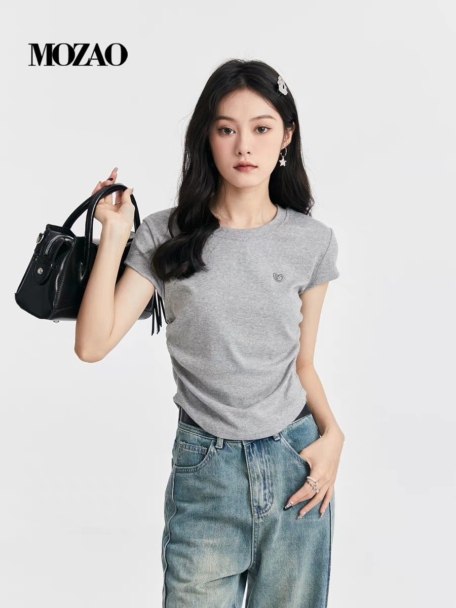 女侧抽褶T恤纸样下载-vv衣学院