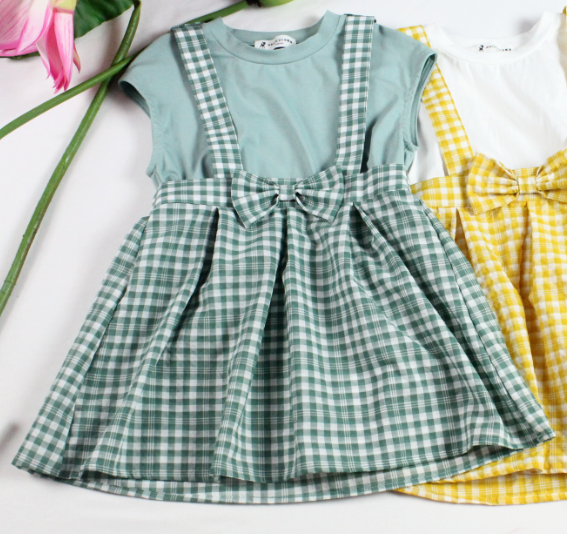 儿童女童假两件半袖裙80-160-vv衣学院